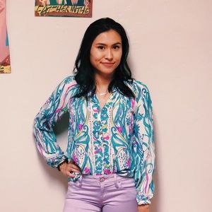 ‼️‼️PRICE DROP‼️100% Silk Lilly Pulitzer Elsa Top